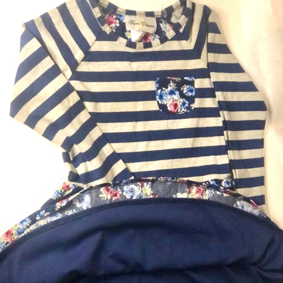 Rare Editions size 5 Girls Blue Designed Dress with Long Sleeves - Picture 2 of 7